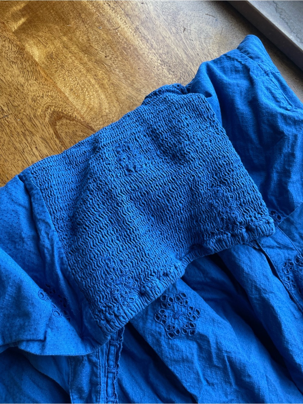 cottage core coastal chic GAP Royal Blue Eyelet Midi Dress - Picture 6 of 6